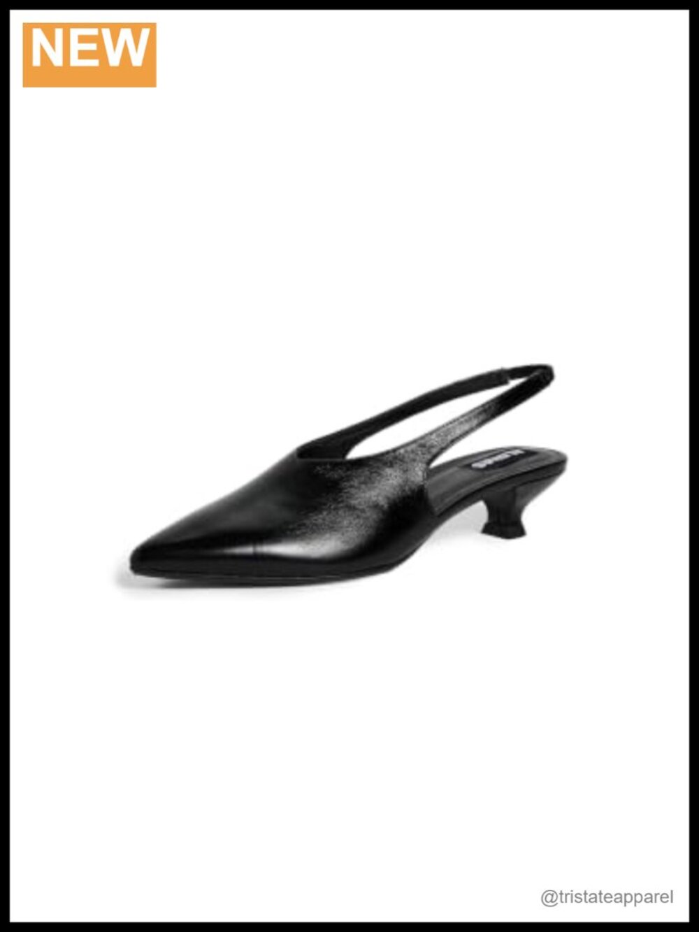 Kitten Heel Slingback Mules Pointed Toe Leather Rubber Sole